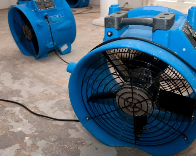 water damaged restoration fans